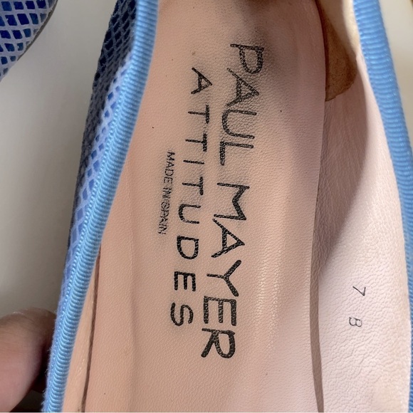 Paul Mayer Ladies Snakeskin Flats in Sky Blue - Picture 10 of 11